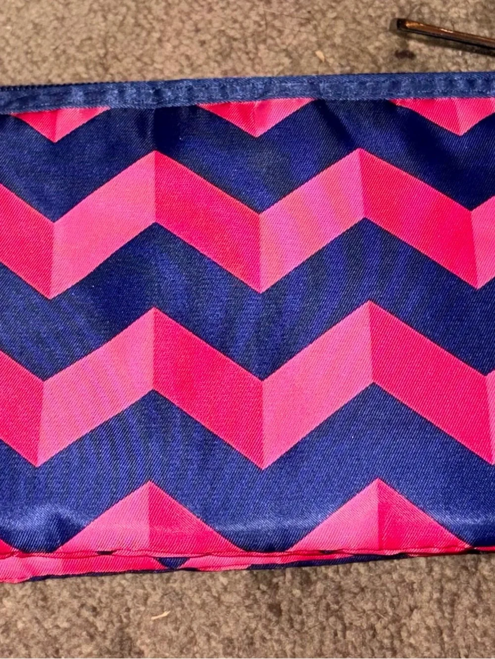 London Soho Chevron Makeup Pouch - Red & Black